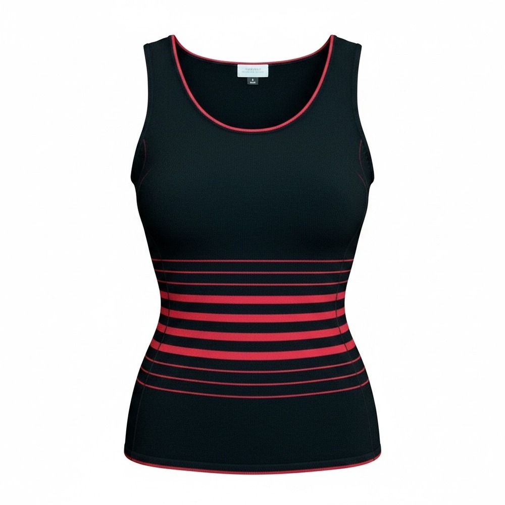 Tahari Arthur S Levine Black Red Striped Silk Blend Knit Tank Top Shell Size 8